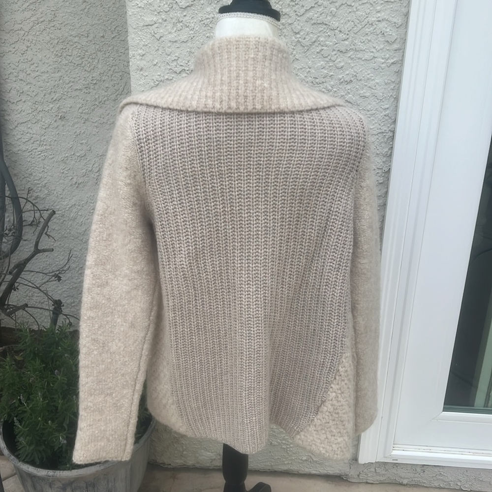 LOFT Women's Beige Shawl Collar Wool Bland Open Front Sweater Size S - Picture 3 of 8
